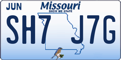 MO license plate SH7J7G