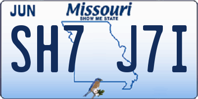 MO license plate SH7J7I