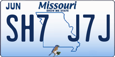 MO license plate SH7J7J