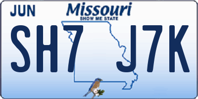 MO license plate SH7J7K