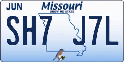 MO license plate SH7J7L
