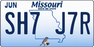 MO license plate SH7J7R