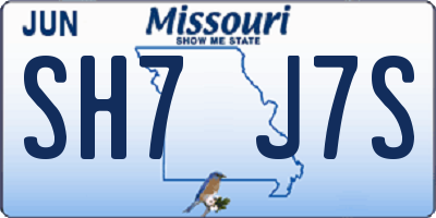 MO license plate SH7J7S