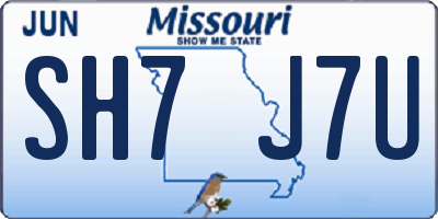 MO license plate SH7J7U