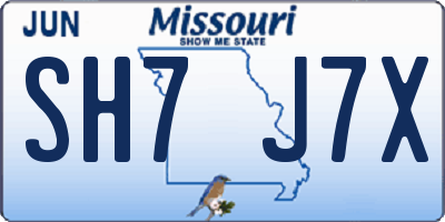 MO license plate SH7J7X