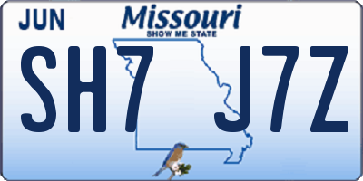 MO license plate SH7J7Z