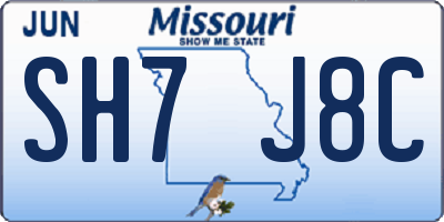 MO license plate SH7J8C