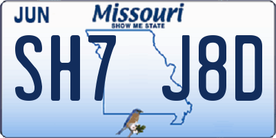 MO license plate SH7J8D