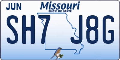 MO license plate SH7J8G
