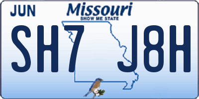 MO license plate SH7J8H