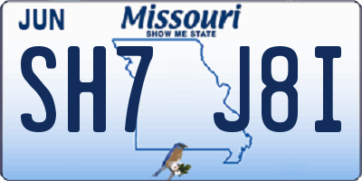 MO license plate SH7J8I