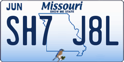 MO license plate SH7J8L