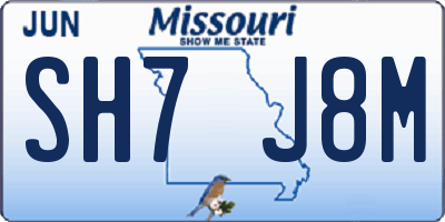 MO license plate SH7J8M