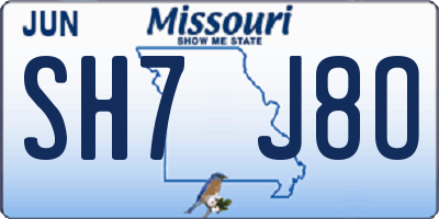 MO license plate SH7J8O