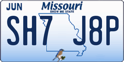 MO license plate SH7J8P