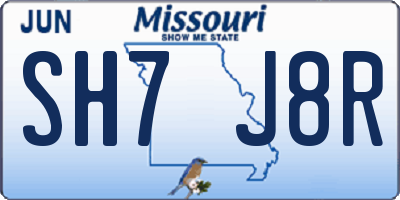 MO license plate SH7J8R