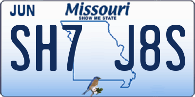 MO license plate SH7J8S