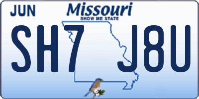 MO license plate SH7J8U