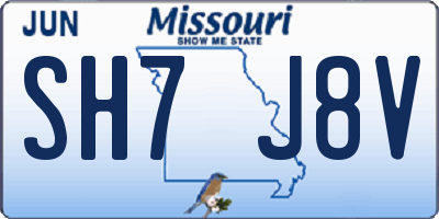 MO license plate SH7J8V