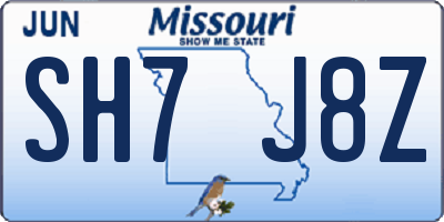 MO license plate SH7J8Z
