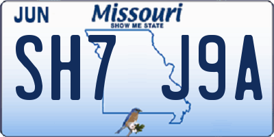 MO license plate SH7J9A
