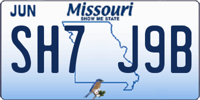 MO license plate SH7J9B