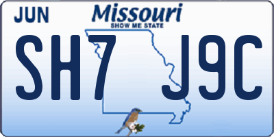 MO license plate SH7J9C