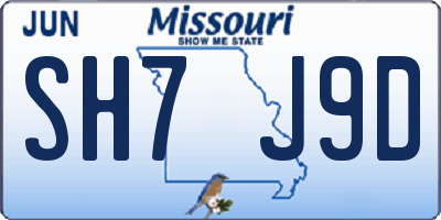 MO license plate SH7J9D