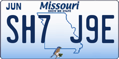 MO license plate SH7J9E