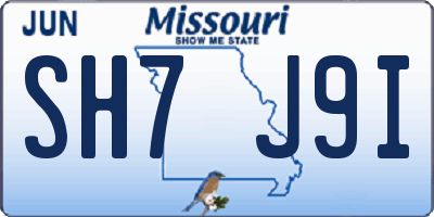 MO license plate SH7J9I
