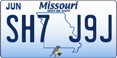 MO license plate SH7J9J