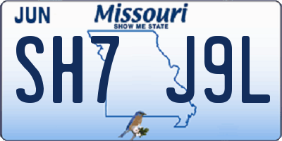 MO license plate SH7J9L