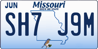 MO license plate SH7J9M