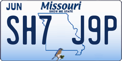 MO license plate SH7J9P