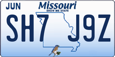 MO license plate SH7J9Z