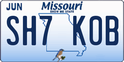 MO license plate SH7K0B