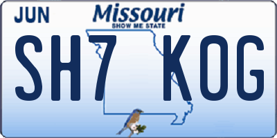 MO license plate SH7K0G