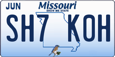 MO license plate SH7K0H