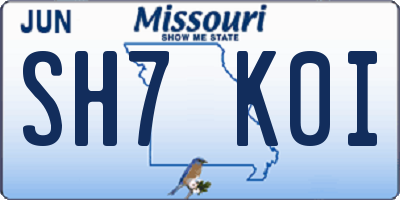 MO license plate SH7K0I