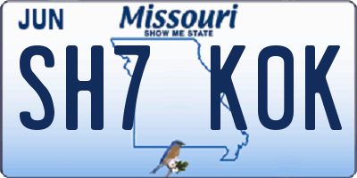 MO license plate SH7K0K