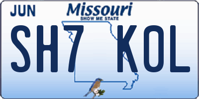 MO license plate SH7K0L