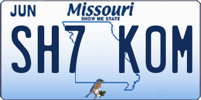 MO license plate SH7K0M