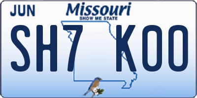 MO license plate SH7K0O