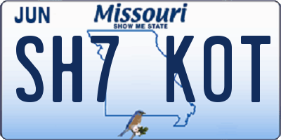MO license plate SH7K0T