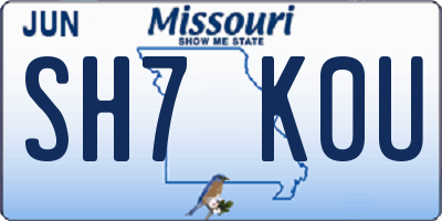 MO license plate SH7K0U