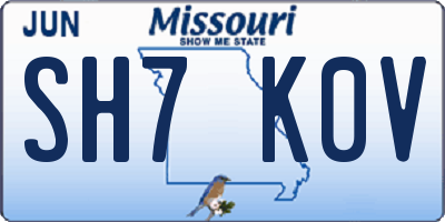 MO license plate SH7K0V