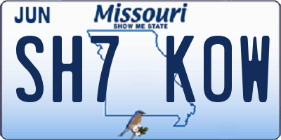 MO license plate SH7K0W