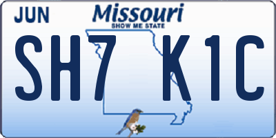 MO license plate SH7K1C