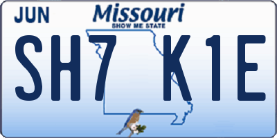 MO license plate SH7K1E