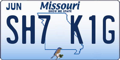 MO license plate SH7K1G
